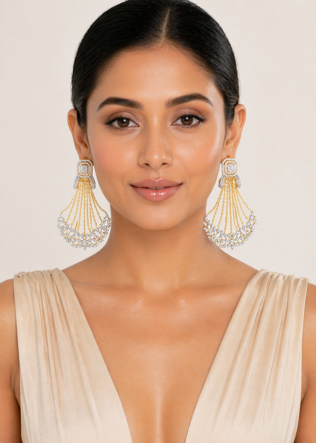 Noor Chain Dangler Earrings (Yellow...