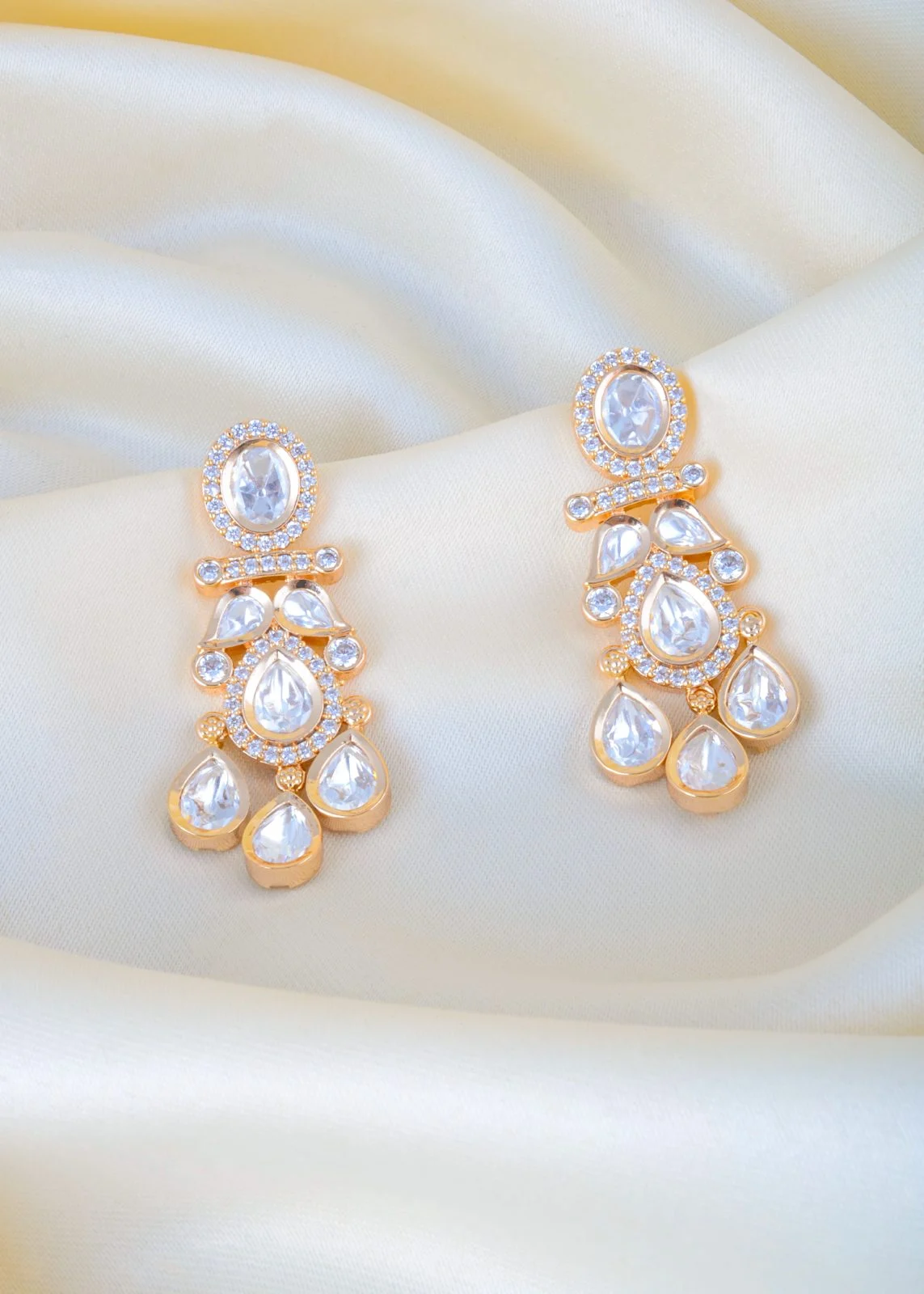 Dangling Polki Earrings (Yellow Gold) EAR001439