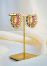 Reversible Baalis in Red with Green Meena (Victorian Gold) EAR000641
