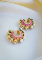 Reversible Baalis in Red with Green Meena (Victorian Gold) EAR000641 - Image 3