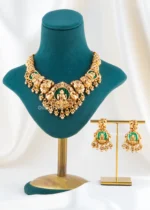 Shree Lakshmi Temple Necklace Set (Antique Gold) NEC002572