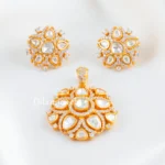 White Gold Plated Kundan Pendant Set- PSET02745