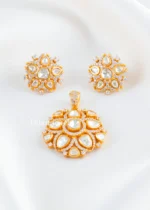 White Gold Plated Kundan Pendant Set- PSET02745
