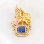 Blue Victorian Finish Diamond Brooch- BRO002942