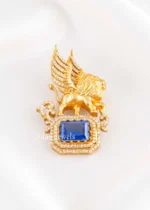 Blue Victorian Finish Diamond Brooch- BRO002942