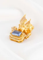 Blue Victorian Finish Diamond Brooch- BRO002942 - Image 3