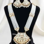 Firoza Yellow Gold Finish Jadau Necklace Set- NEC003128