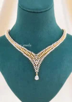 Gold Plated Diamond Necklace Set- NEC002920 - Image 3