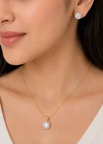 Gold Plated Diamond Pendant Set- PSET02929 - Image 2
