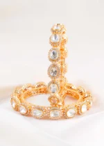 Gold Plated Kundan, Diamond Bangles- BAN002935 - Image 3