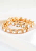 Gold Plated Kundan, Diamond Bangles- BAN002935 - Image 4