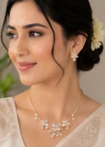 Gold Plated Kundan Necklace Set- NEC002916 - Image 5