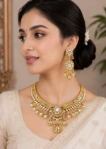 Gold Plated Kundan Necklace Set- NEC002923 - Image 2