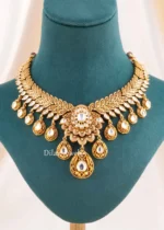 Gold Plated Kundan Necklace Set- NEC002923 - Image 3