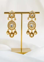 Gold Plated Kundan Necklace Set- NEC002923 - Image 4