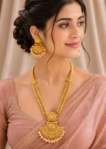 Gold Plated Traditional Necklace Set- NEC002958 - Image 2
