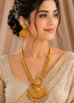 Gold Plated Traditional Necklace Set- NEC002959 - Image 2