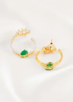 Green Gold Plated Diamond Necklace Set- NEC002922 - Image 4