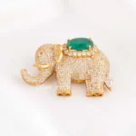 Green Victorian Finish Diamond Brooch- BRO002946