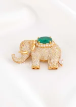 Green Victorian Finish Diamond Brooch- BRO002946
