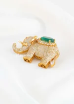 Green Victorian Finish Diamond Brooch- BRO002946 - Image 3
