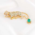 Green Victorian Finish Diamond Brooch- BRO002949