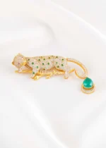 Green Victorian Finish Diamond Brooch- BRO002949