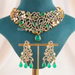 Green Victorian Finish Diamond, Kundan Necklace Set- NEC002936
