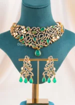 Green Victorian Finish Diamond, Kundan Necklace Set- NEC002936