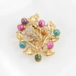 Multi Color Victorian Finish Diamond Brooch- BRO002951