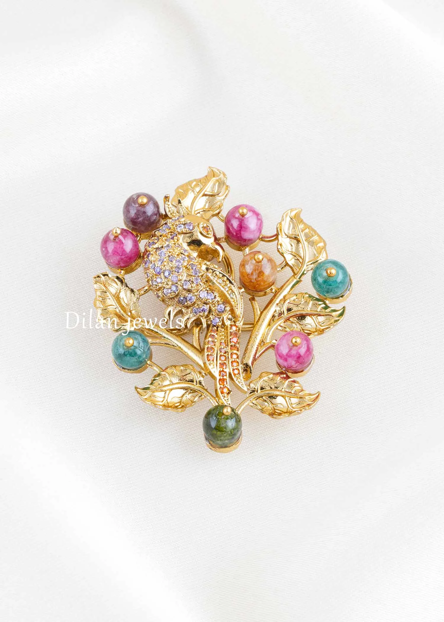 Multi Color Victorian Finish Diamond Brooch- BRO002951 Multi Color Victorian Finish Diamond Brooch- BRO002951 - Image 1