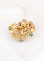 Multi Color Victorian Finish Diamond Brooch- BRO002951 - Image 3