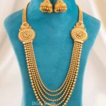 Pink-Green Gold Plated Traditional Necklace Set- NEC002952