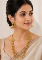 Pink-Green Gold Plated Traditional Necklace Set- NEC002952 - Image 2