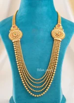 Pink-Green Gold Plated Traditional Necklace Set- NEC002952 - Image 3