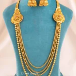 Pink-Green Gold Plated Traditional Necklace Set- NEC002953