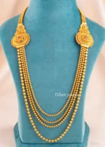 Pink-Green Gold Plated Traditional Necklace Set- NEC002953 - Image 3