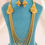 Pink-Green Gold Plated Traditional Necklace Set- NEC002954