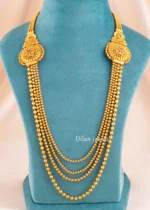Pink-Green Gold Plated Traditional Necklace Set- NEC002954 - Image 3
