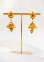 Pink-Green Gold Plated Traditional Necklace Set- NEC002954 - Image 4