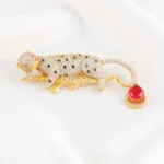 Red-Blue Victorian Finish Diamond Brooch- BRO002950