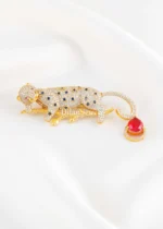 Red-Blue Victorian Finish Diamond Brooch- BRO002950