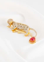 Red-Blue Victorian Finish Diamond Brooch- BRO002950 - Image 3