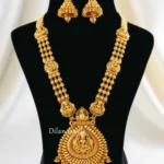 Ruby Gold Plated Temple Necklace Set- NEC002961