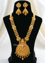 Ruby Gold Plated Temple Necklace Set- NEC002961