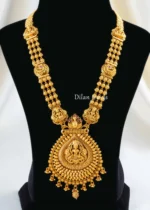Ruby Gold Plated Temple Necklace Set- NEC002961 - Image 3