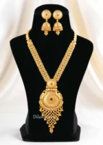 Ruby Gold Plated Traditional Necklace Set- NEC002957