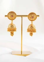 Ruby Gold Plated Traditional Necklace Set- NEC002957 - Image 4