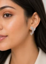 Silver Plated Diamond Earrings- EAR002969 - Image 2