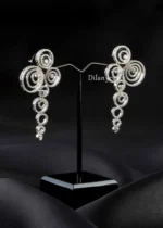 Silver Plated Diamond Earrings- EAR002970 - Image 3